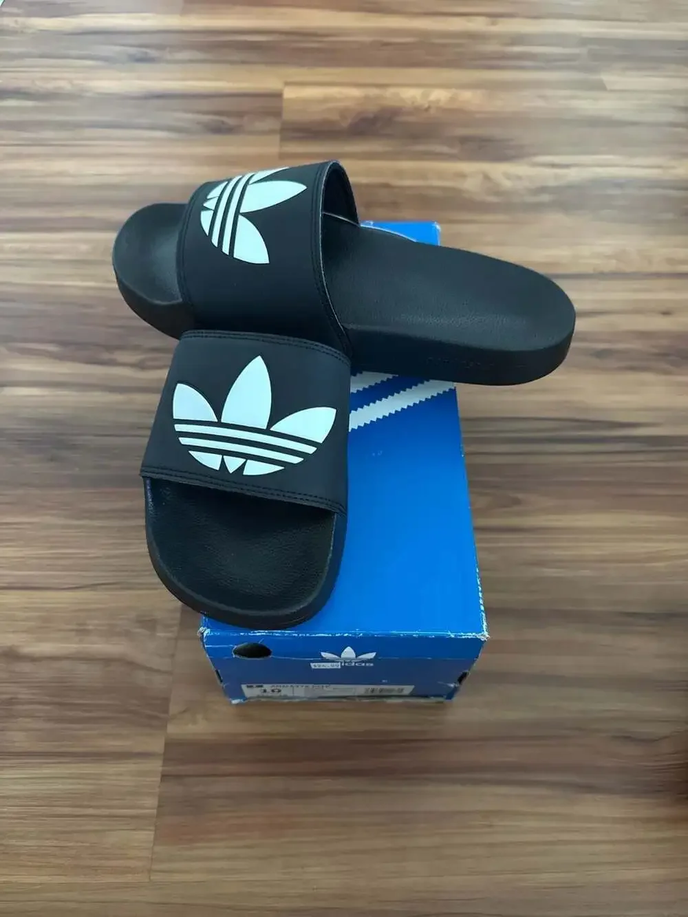 Adidas Adilette Lite Slides Black White Trefoil Logo